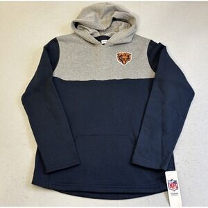 NFL Chicago Bears Team Apparel Hoodie Mens Medium Gray Navy Blue Sportswear NWT